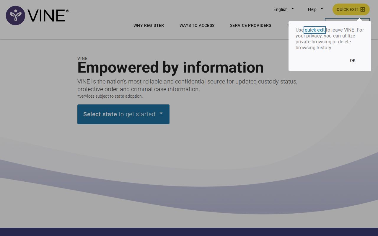 VINELink public custody notification website